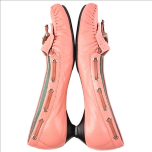 Talbots Leather Slip-on Fringe Kitten Heel Mocassin Style Loafer Salmon …